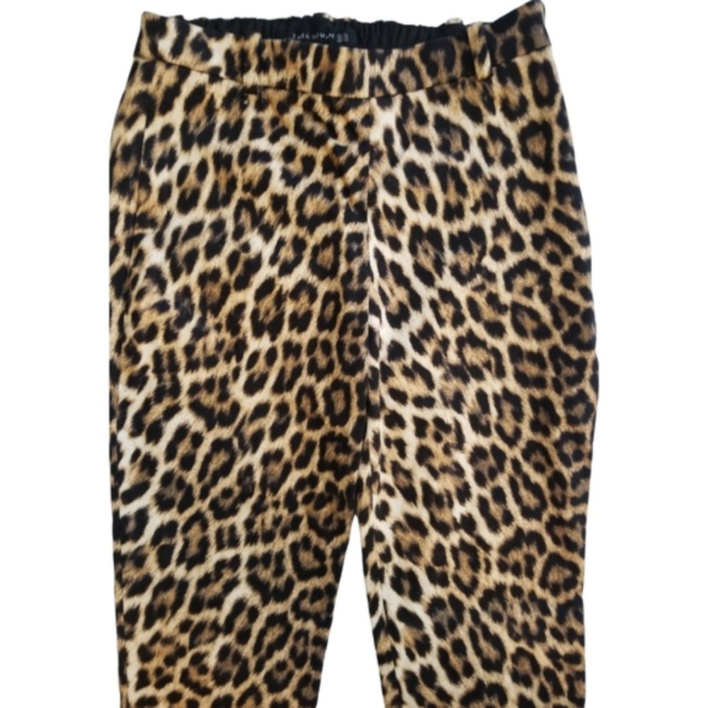 Zara Leopard Print Slim Pants in Brown and Black - Picture 2 of 8
